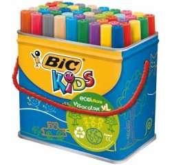 Feutre bic kids visacolor xl coloriage encre lavable pointe extra-large bloquée couleurs très vives pot 48u