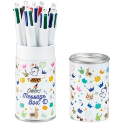 Stylo-bille bic pointe moyenne 1,0mm lot de 8 stylos couleurs assortis boite       cadeau