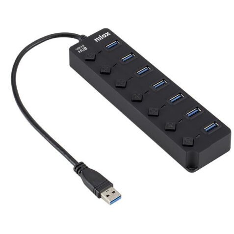 Nilox NXHUB-06 hub de interfaz USB 3.2 Gen 1 (3.1 Gen 1) Type-A 5000 Mbit/s Negro