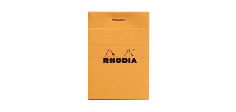 Bloc bureau rhodia a8 papier vélin surfin couverture enduite enveloppante 52x75mm 80f détachables 80g 5x5mm orange