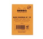 Bloc agrafé Rhodia N°10 5,2x7,5 cm 80 feuillets petits carreaux 5x5 80g - Orange