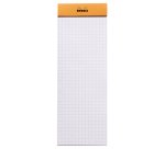 Bloc agrafé Rhodia N°8 7,4x21 cm 80 feuillets petits carreaux 5x5 80g - Orange
