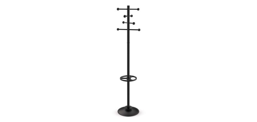 MAUL coat rack Saphir, metal, height 171 cm, 8 hooks with umbrella holder, black RAL9004