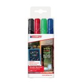 Marqueur edding craie liquide e4095 fenêtre ardoise verre pointe ogive 2 à 3mm assortis pochette 4 unités