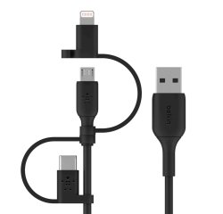 Belkin BoostCharge câble USB A USB C/Micro-USB B/Lightning noir 1 m