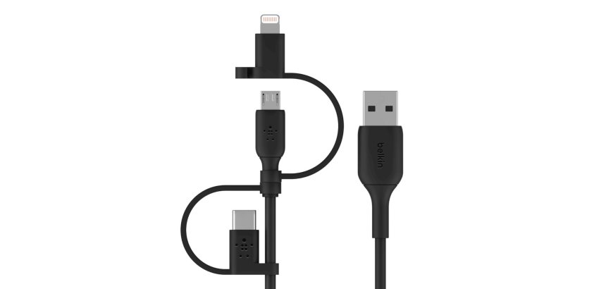 Belkin BoostCharge câble USB A USB C/Micro-USB B/Lightning noir 1 m