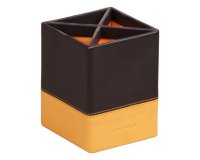 Rhodiarama pot à crayons simili cuir italien 8x8x11 cm - Noir