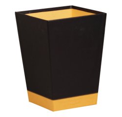 Rhodiarama corbeille à papier simili cuir italien 27x27x32 cm - Noir