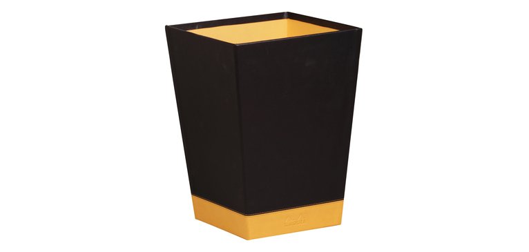 Rhodiarama corbeille à papier simili cuir italien 27x27x32 cm - Noir