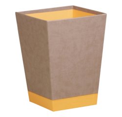 Rhodiarama corbeille à papier simili cuir italien 27x27x32 cm - Taupe