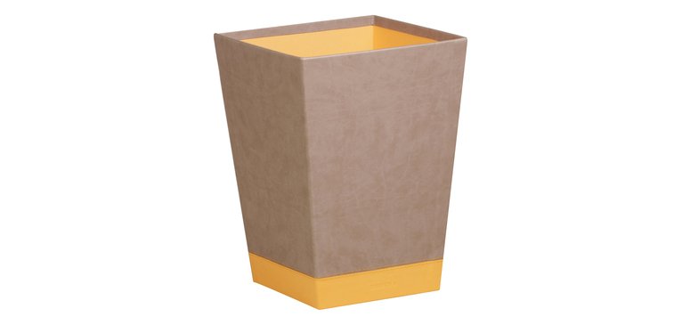 Rhodiarama corbeille à papier simili cuir italien 27x27x32 cm - Taupe