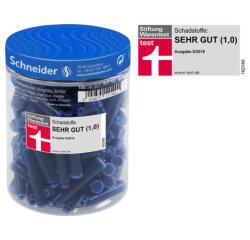 Cartouches schneider courtes internationales encre coloris bleu pot de 100 unit s