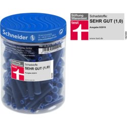 Cartouches schneider courtes internationales encre coloris bleu pot de 100 unit s