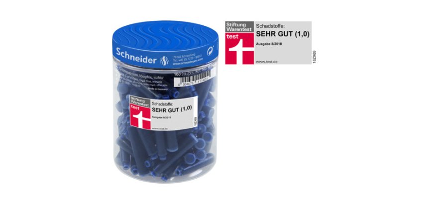 Cartouches schneider courtes internationales encre coloris bleu pot de 100 unit s