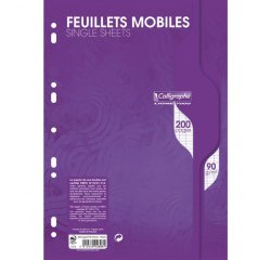Feuillets mobiles sous film 7000 A4 200 pages perforées grands carreaux 90 g