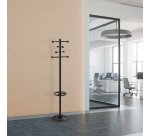 MAUL coat rack Saphir, metal, height 171 cm, 8 hooks with umbrella holder, black RAL9004
