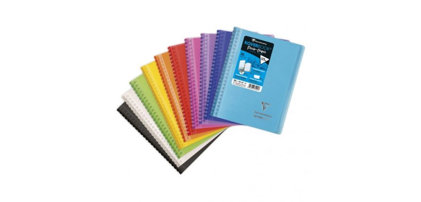 Carnet dessin/croquis Koverbook reliure intégrale enveloppante A5 100 pages papier blanc 125 g couverture polypropylène transparent - Assortis