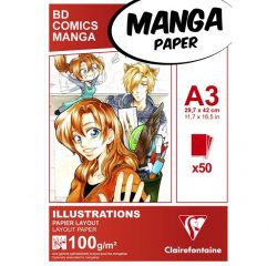 Manga illustrations bloc coll  clairefontaine a3       29,7x42cm 100gr 50f