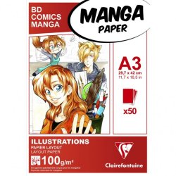 Manga illustrations bloc coll  clairefontaine a3       29,7x42cm 100gr 50f
