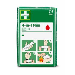 Pansement cederroth petit stop sang 4-en-1 contient 1 compresse speciale 8x12cm 2 bandes elastiques usage unique 6cmx3m