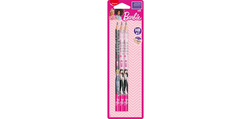 Crayon de papier Barbie, HB, blister de 6