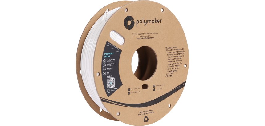 Polymaker PB02002 3D Printing Material PETg (Polyethylene Terephthalate Glycol-Modified) White 750 g