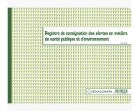 De_piqûre 24x32cm - registre de consignation des alertes en matière de santé publique et d'environnement - 20 pages