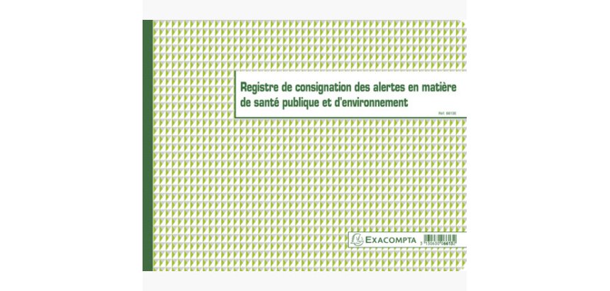 Piqûre 24x32cm - Registre de consignation des alertes en matière de santé publique et d'environnement - 20 pages