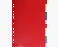 Intercalaires polypropylène souple 12 positions - A4 - Couleurs assorties