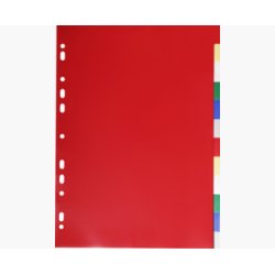 Intercalaires polypropylène souple 12 positions - A4 - Couleurs assorties