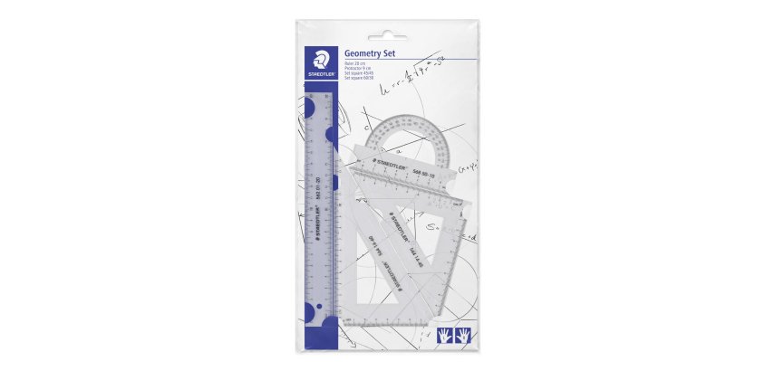 Set de géometrie staedtler mars 569 gauchers et droitiers avec règle 20cm rapporteur équerres 60 et 45 degrés