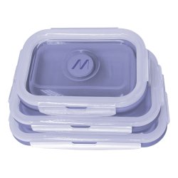 Muitomas LUNCHBOXSETVL lunch box Lunch box set Plastic, Silicone Violet 3 pc(s)