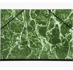 Carton à dessin papier marbré verni avec élastiques 37x52 cm - Pour format 1/2 raisin - Vert
