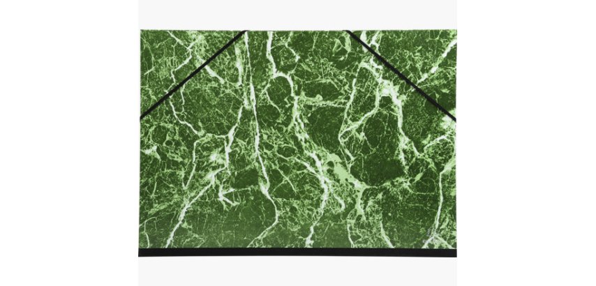 Carton à dessin papier marbré verni avec élastiques 37x52 cm - Pour format 1/2 raisin - Vert