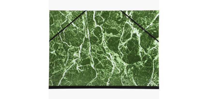 Carton à dessin papier marbré verni avec élastiques 37x52 cm - Pour format 1/2 raisin - Vert
