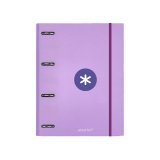 Classeur antartik 4 anneaux ronds 25mm a4 carton remborde feuillets mobiles q5x5 colorislavande