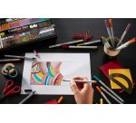 Feutre stabilo creative tips arty encre base eau pointes   assorties coloris noir etui 5 unites