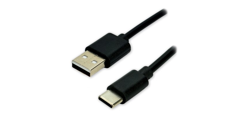 MCL Câble USB 2.0 Type C mâle/Type A mâle Charge & Data 480Mb 3A Noir-1.50m