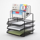 Corbeille à courrier q-connect maille métallique 3 corbeilles 5 trieurs à enveloppes 300x350x420mm noir 3 unités