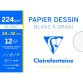 Papier dessin clairefontaine à grain 224g 24x32cm pochette de 12f