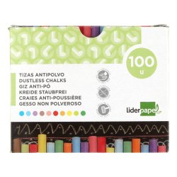 Craie liderpapel enrobée ronde anti-poussière tracé écriture douce hypoallergénique coloris assortis boîte 100 unités