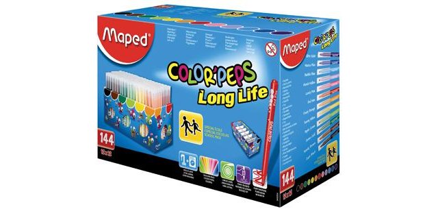 Feutre coloriage maped color'peps triangulaire encre ultra-lavable pointe bloquée coffret scolaire 144 unités