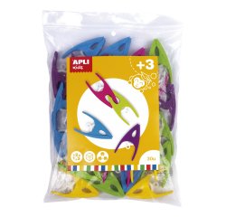 Pince apli kids plastique coloris assortis sachet 30    unites