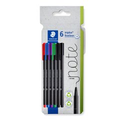 Feutre staedtler triplus fineliner 334 triangulaire    pointe superfine 0,3mm        coloris assortis etui carton