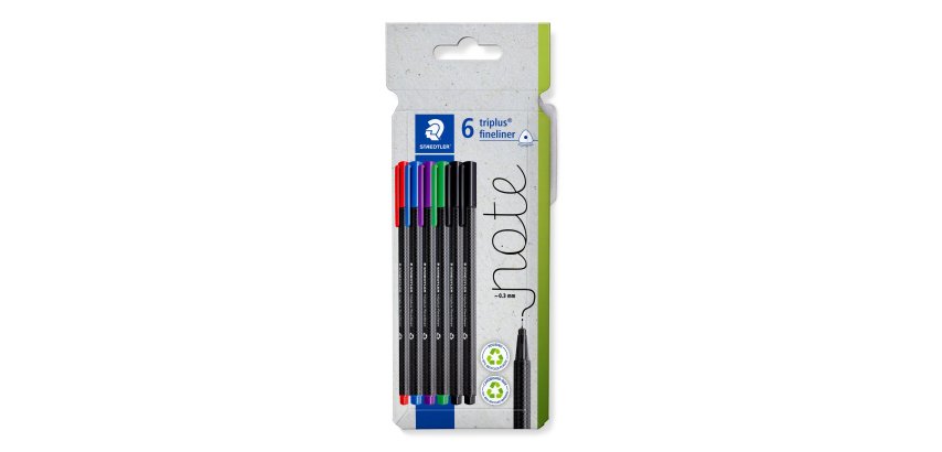 Feutre staedtler triplus fineliner 334 triangulaire    pointe superfine 0,3mm        coloris assortis etui carton