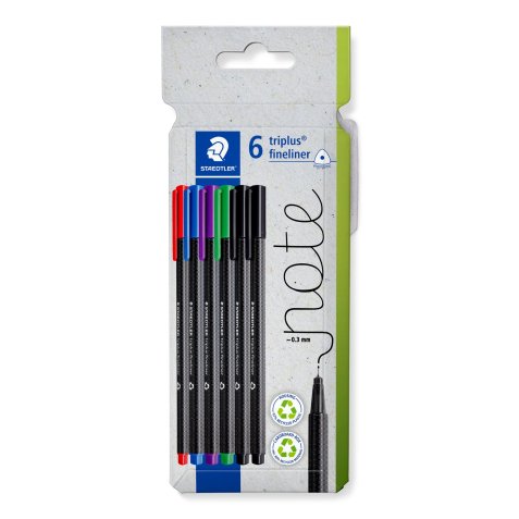Feutre staedtler triplus fineliner 334 triangulaire    pointe superfine 0,3mm        coloris assortis etui carton