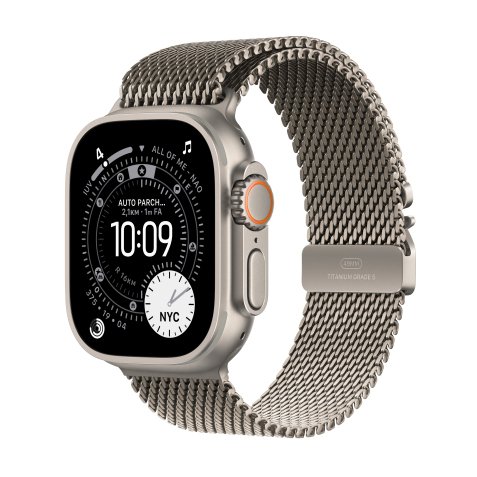 Apple watch Apple Watch Ultra 3 GPS + Cellular 49mm Boitier en Titane Naturel avec Bracelet Milanais Titane Naturel - Large