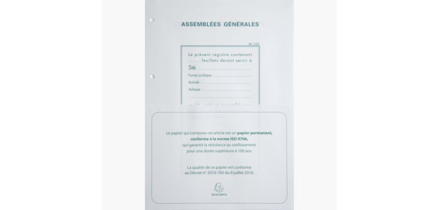 Recharge A4 pour reliures registres - 100 feuillets perforation 4 trous - Blanc