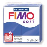Pâte à modeler fimo soft coloris bleu brillant pain 57g