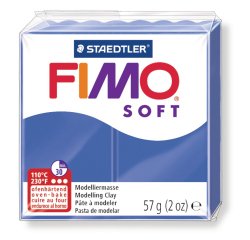 Pâte à modeler fimo soft coloris bleu brillant pain 57g